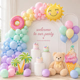 Pastel Balloon Garland Arch Kit, Summer Beach Pool Party, Sun Donut Ice Cream Decor