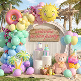 Pastel Balloon Garland Arch Kit, Summer Beach Pool Party, Sun Donut Ice Cream Decor