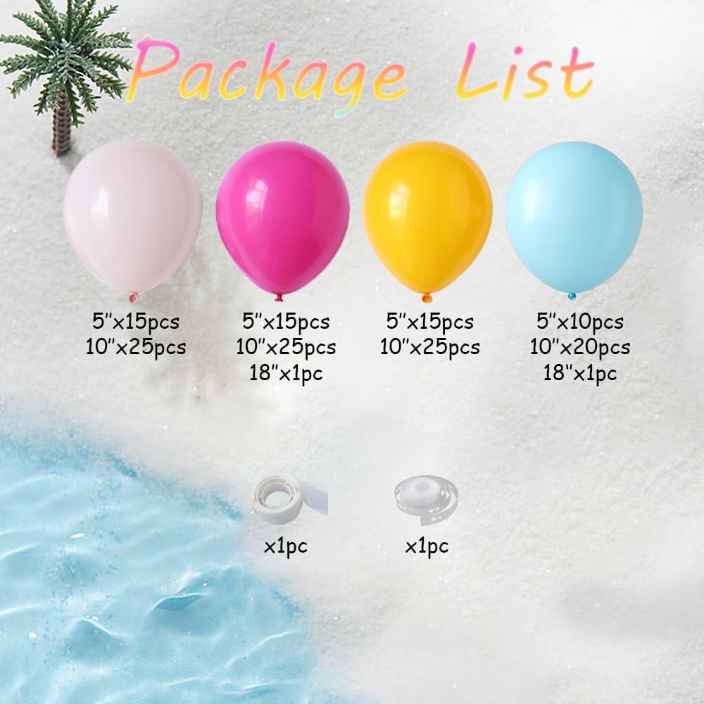 Tropical Balloon Arch Kit | Pink, Blue, Yellow Garland for Beach Birthday Party Decor