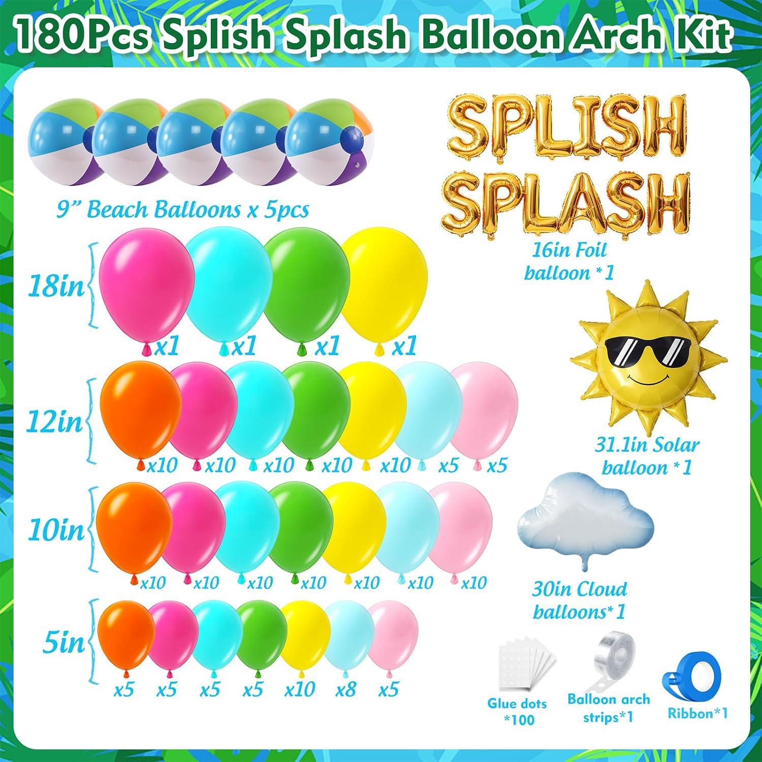 Tropical Pool Party Balloon Arch Kit | Beach Luau Summer Birthday Decor