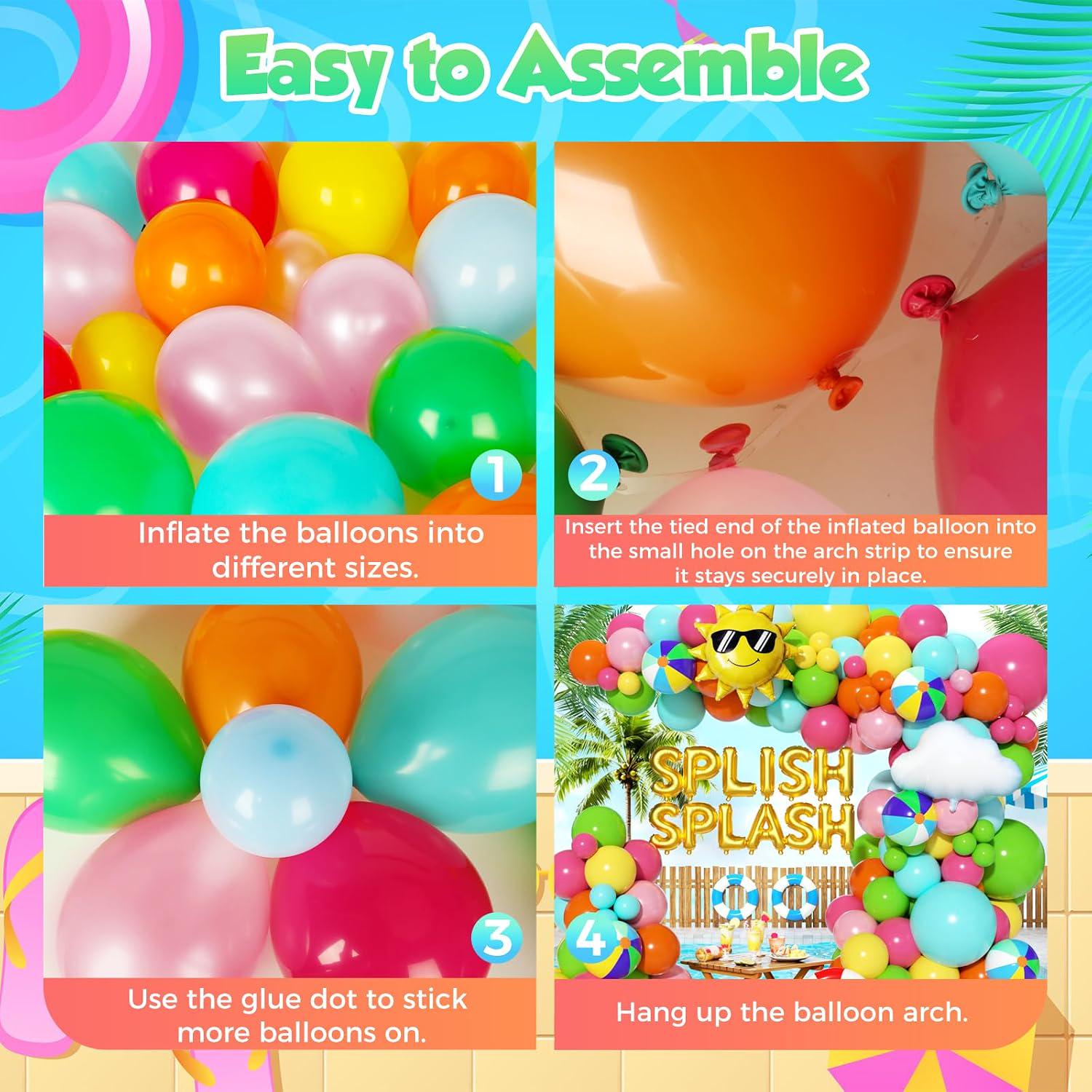 Tropical Pool Party Balloon Arch Kit | Beach Luau Summer Birthday Decor