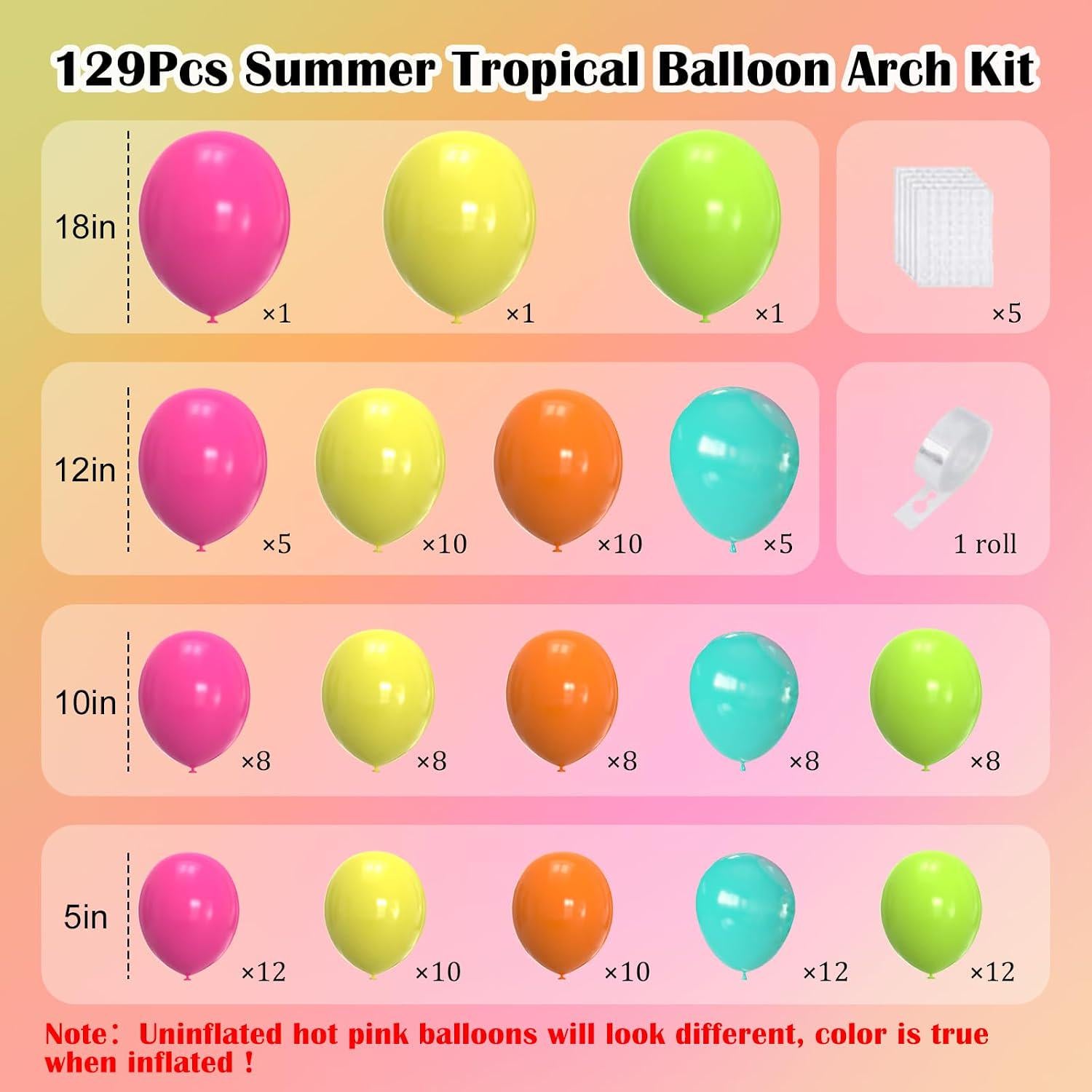 Tropical Balloon Arch Kit | Rainbow Garland, Summer Party Decor