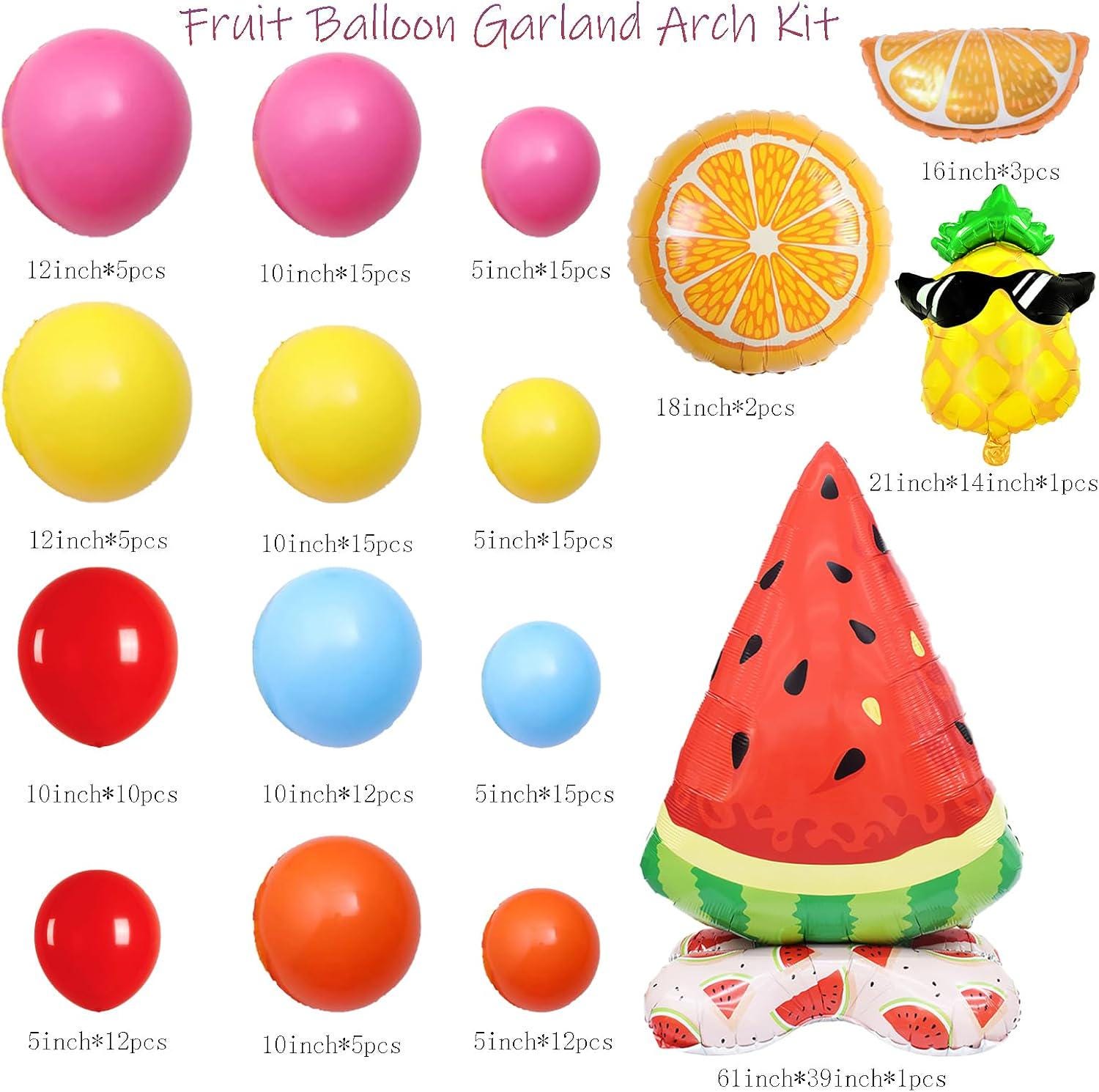 Fruit Balloon Garland Arch Kit | Tropical Summer Party Decor, Watermelon Pineapple Oranges