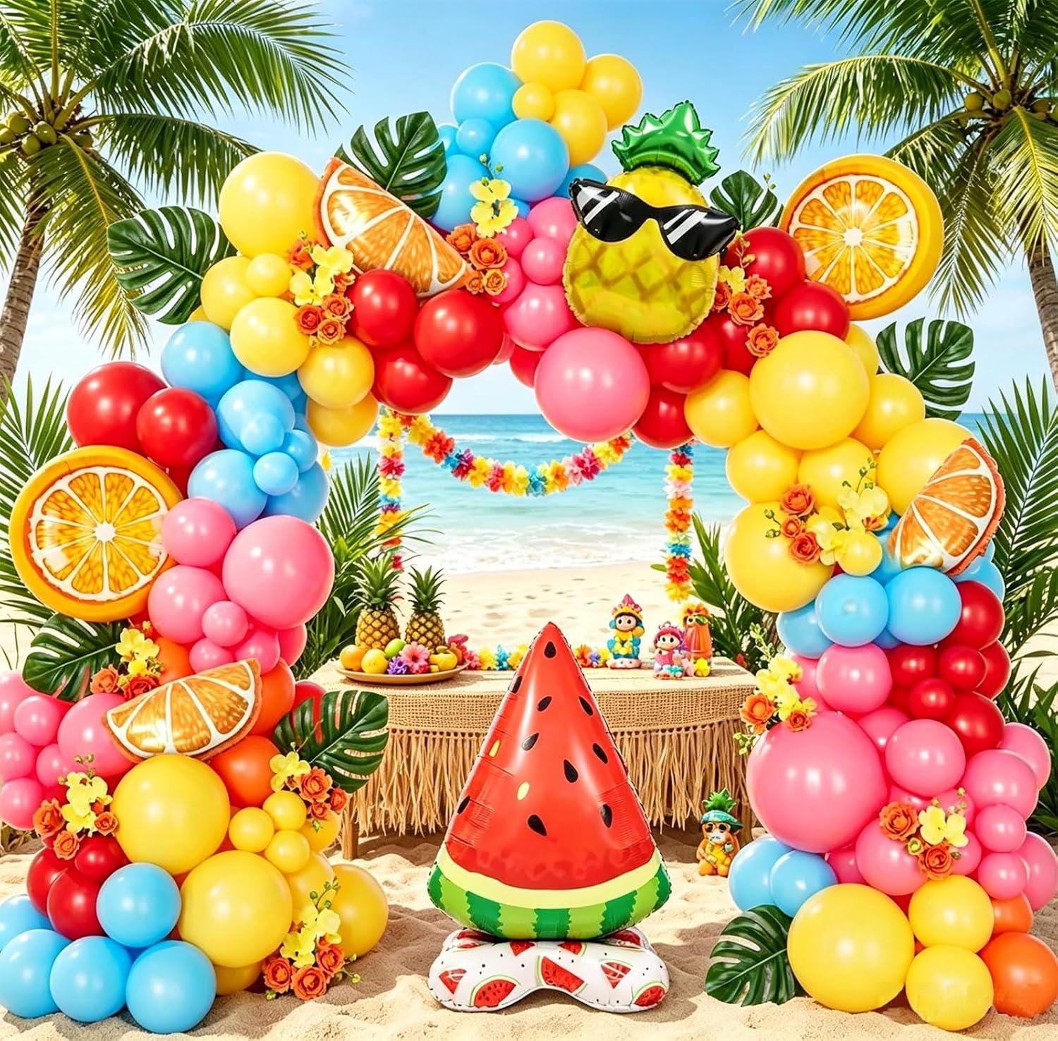 Fruit Balloon Garland Arch Kit | Tropical Summer Party Decor, Watermelon Pineapple Oranges