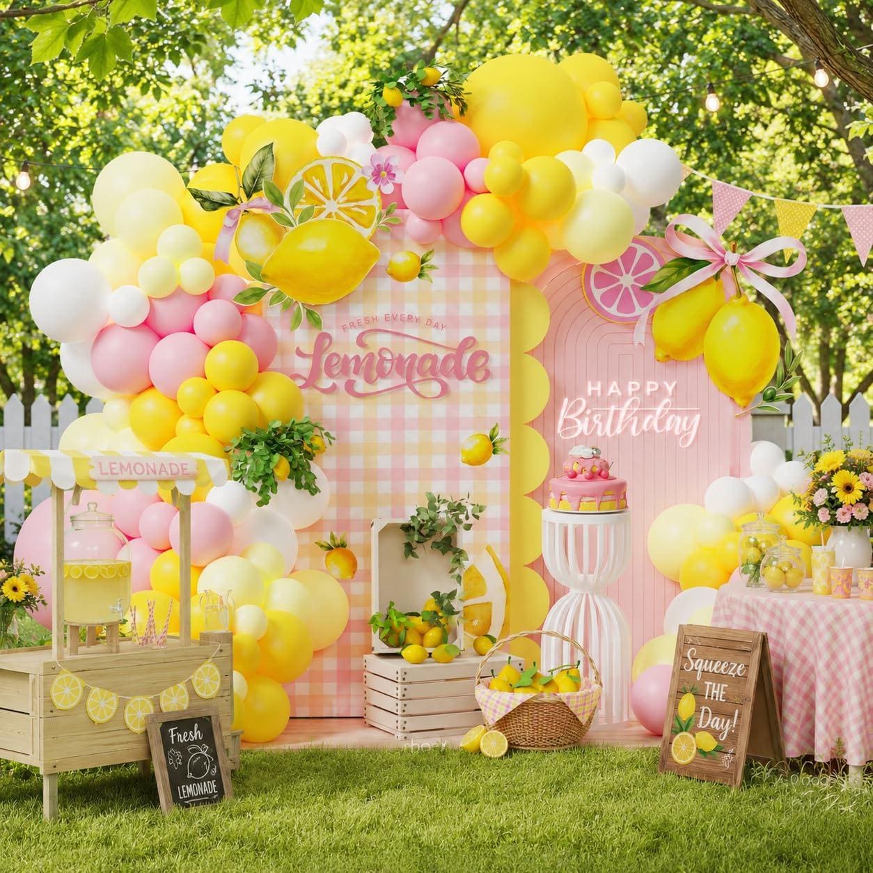 Pink Yellow Balloon Arch Kit | Lemonade Birthday, Baby Shower, Bridal Shower Decor