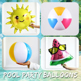 Tropical Pool Party Balloon Arch Kit | Hot Pink Yellow Blue Garland with Beach Balls Sun Balloons