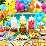 127pc Summer Pool Party Balloon Arch Kit | Tropical Hawaiian Garland, Beach Ball, Sun Balloons