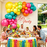 Rainbow Balloon Arch Kit | Tropical Aloha Party Decor, Hot Pink, Teal, Yellow Balloons