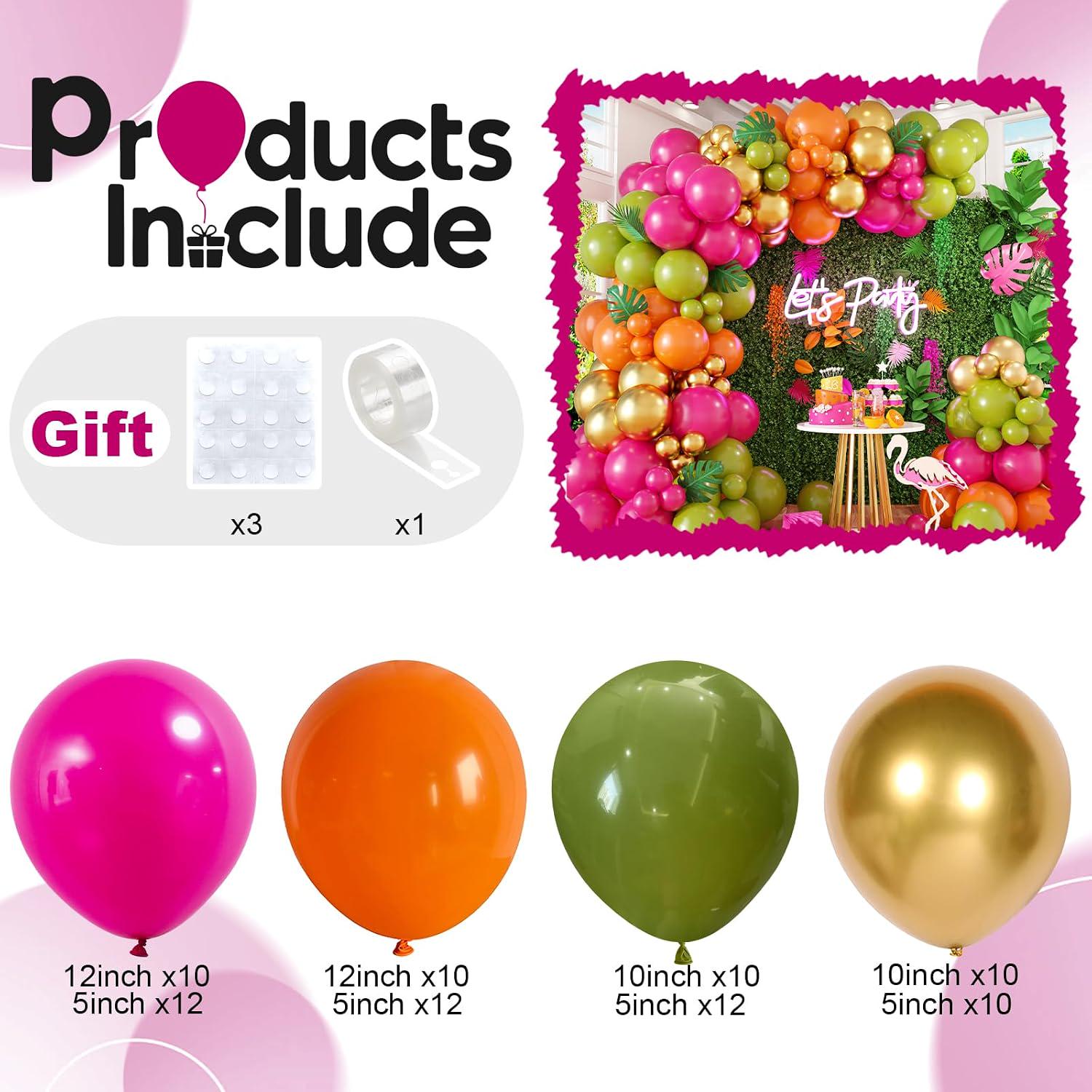 Tropical Hawaiian Balloon Arch Kit | Olive, Pink, Orange, Gold Garland for Parties