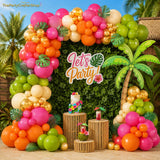 Tropical Hawaiian Balloon Arch Kit | Olive Green, Hot Pink, Gold Garland for Luau Parties