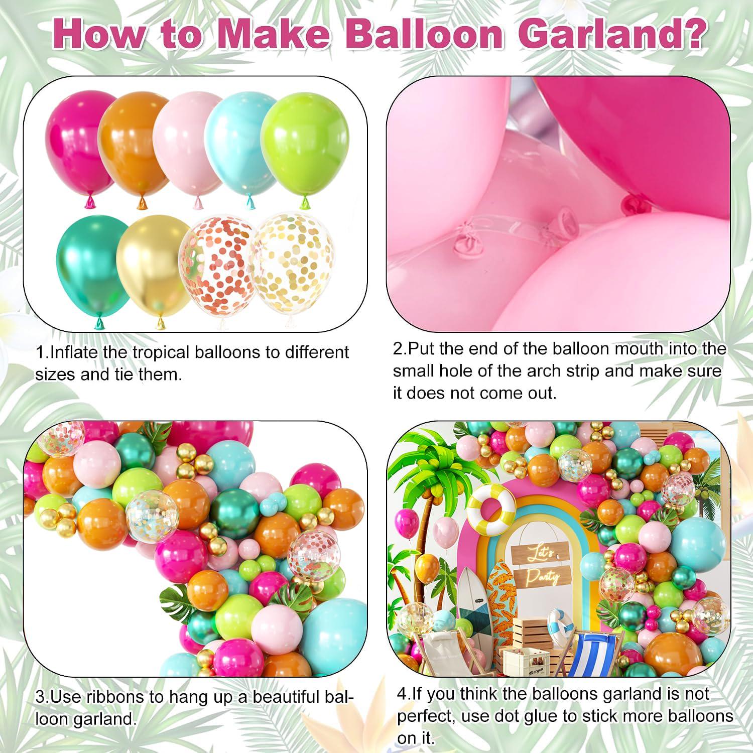 Tropical Balloon Arch Garland Kit | Olive, Pink, Orange, Rose Gold Confetti Luau Decor