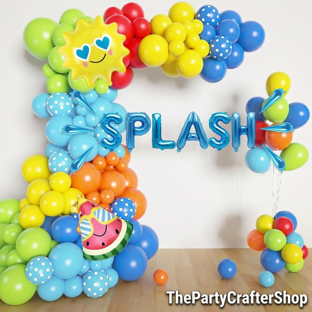Tropical Summer Balloon Arch Kit | Sun, Watermelon, Beach Party Garland