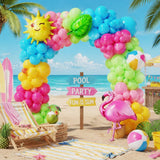 Tropical Pool Party Balloon Arch Kit | Flamingo Hawaiian Garland, Summer Birthday Decor