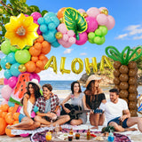 Tropical Balloon Arch Kit | Green, Hot Pink, Orange Luau Party Decor
