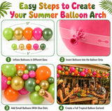 Tropical Hawaiian Balloon Arch Kit | Hot Pink, Olive, Orange, Gold Luau Garland