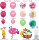 Tropical Flamingo Balloon Arch Kit | Pink Luau Garland with Cocktail, Pineapple, Leaf Balloons