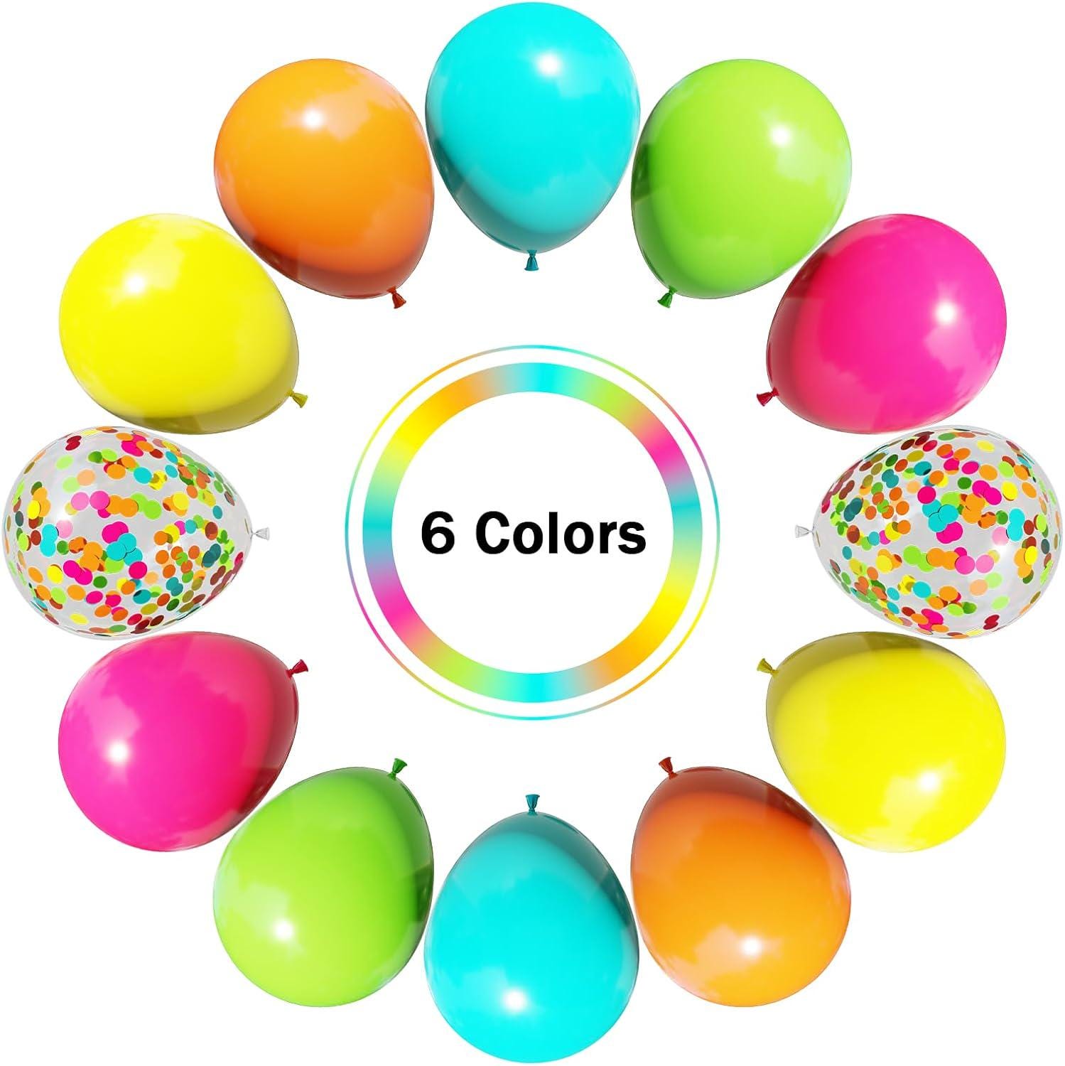 Tropical Hawaiian Balloon Arch Kit | Hot Pink, Green, Orange, Yellow, Teal Summer Garland