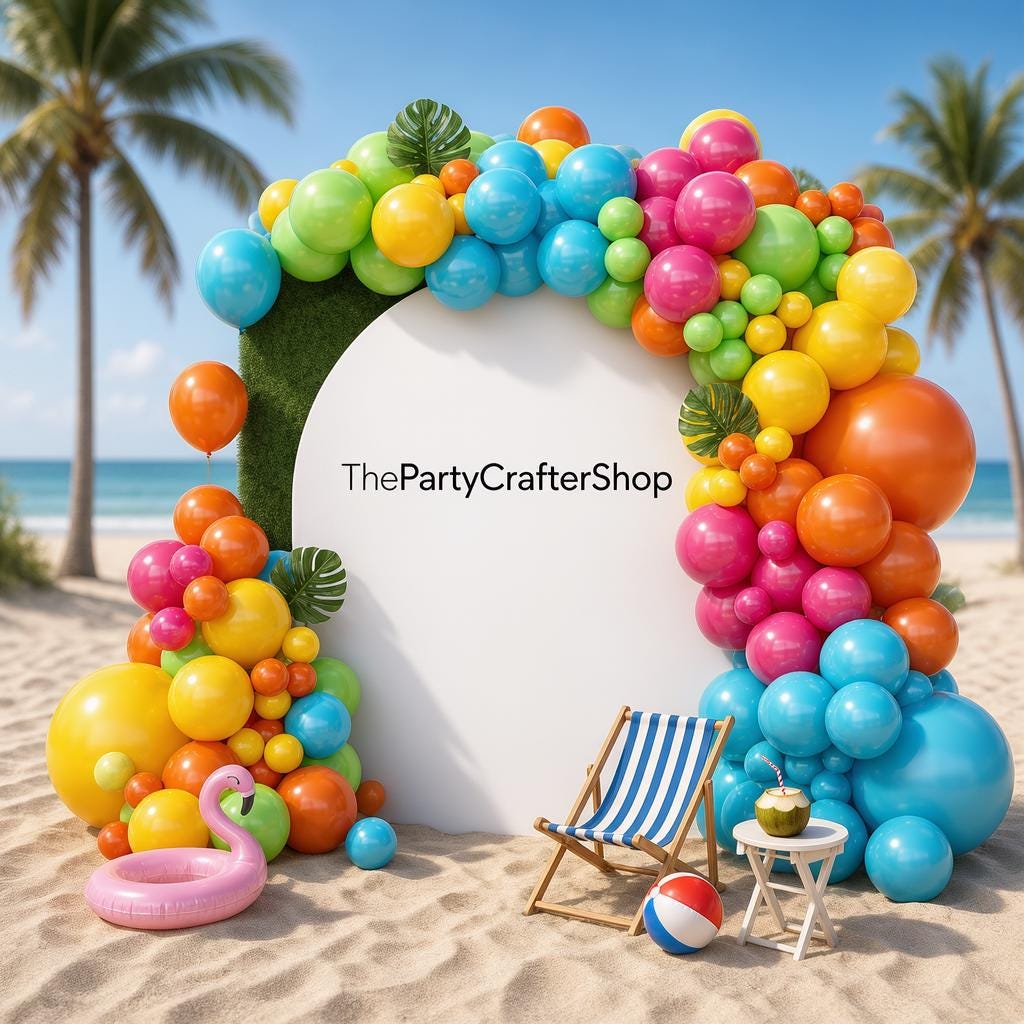Tropical Balloon Arch Kit | Hot Pink Yellow Luau Garland, Summer Birthday Party Decor