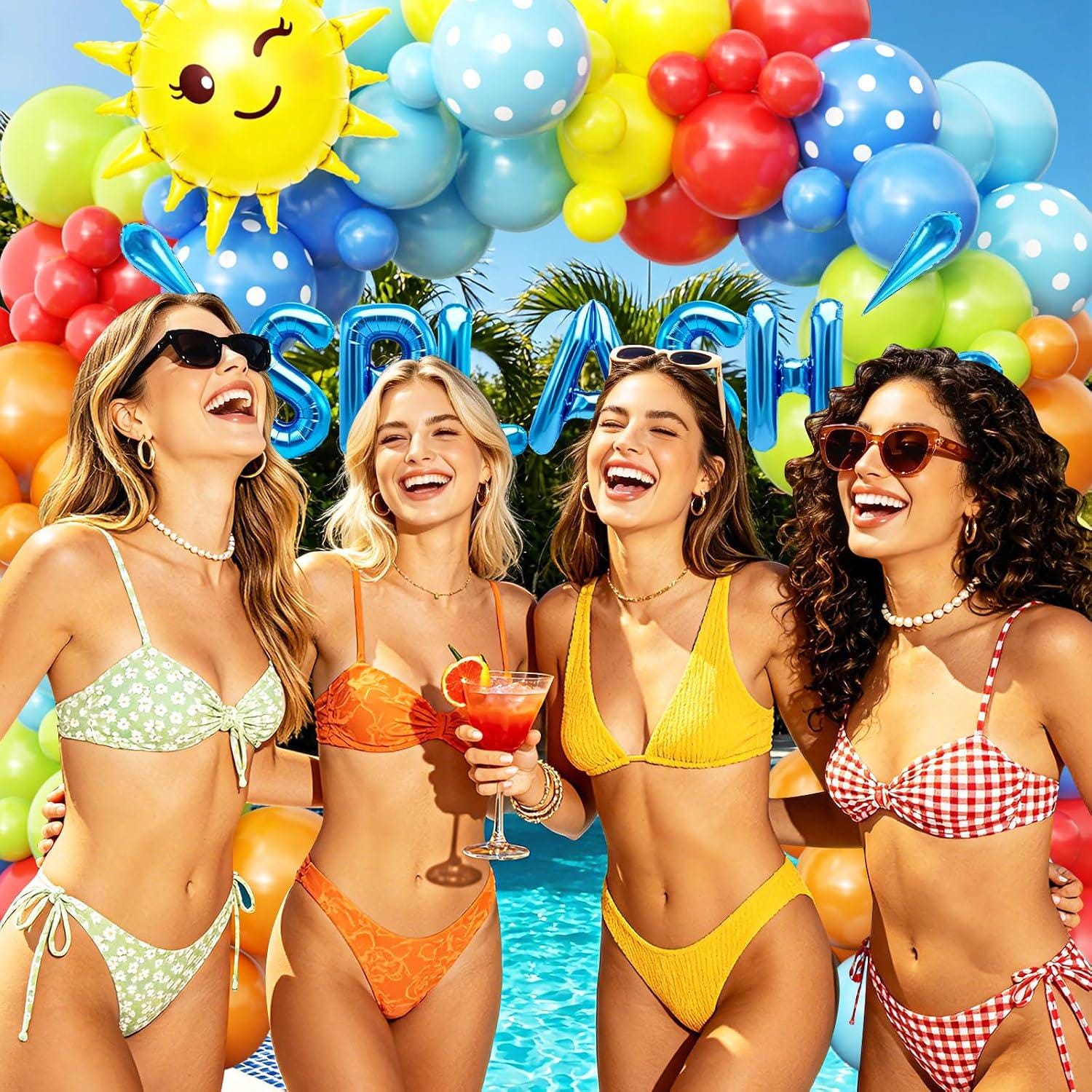 Summer Pool Balloon Arch Kit | Sun, Watermelon Foil Balloons, Hawaiian Birthday Decor