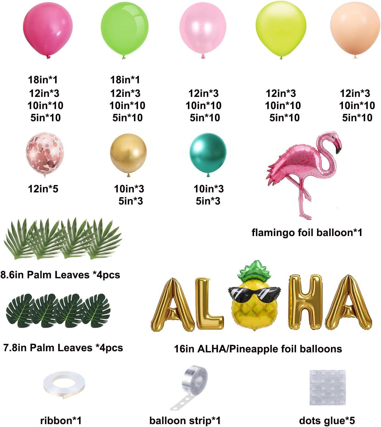 Hawaiian Luau Balloon Arch Kit | Tropical Flamingo Birthday Party Decor