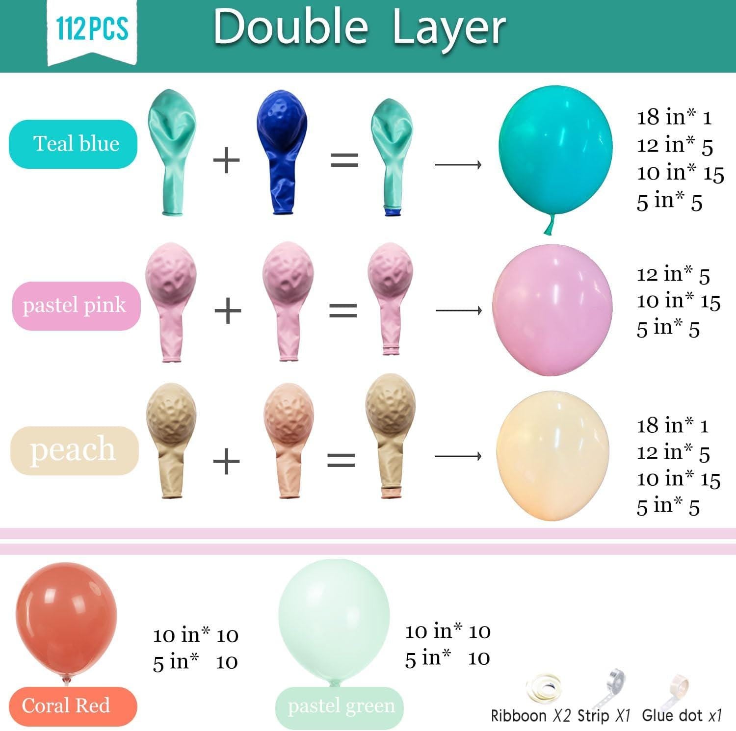 Hawaiian Balloon Arch Kit | Tropical Coral, Pink, Teal, Peach Garland with Palm Leaves