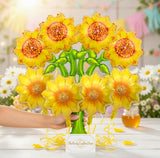 Sunflower Foil Balloon Set | Large Flower Party Decor (8 Pc)