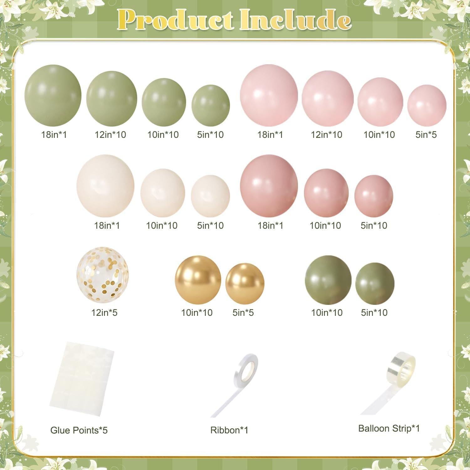 Sage Green Pink Balloon Arch Garland Kit | Double Stuffed Dusty Pink | Baby Shower Wedding