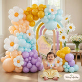 Daisy Balloon Arch Kit | Groovy Pastel Flower Garland, Boho Birthday Party Decor