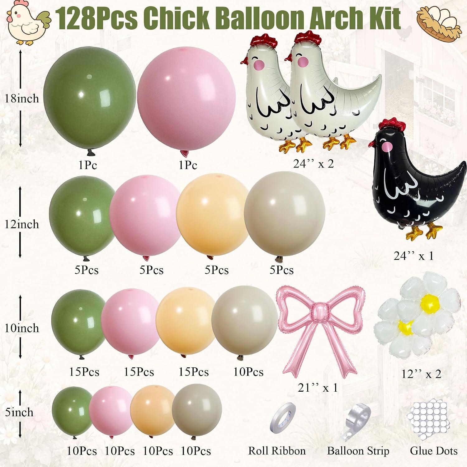 Farm Birthday Balloon Arch Kit | Sage Green Daisy Chicken Garland, Baby Shower Decor