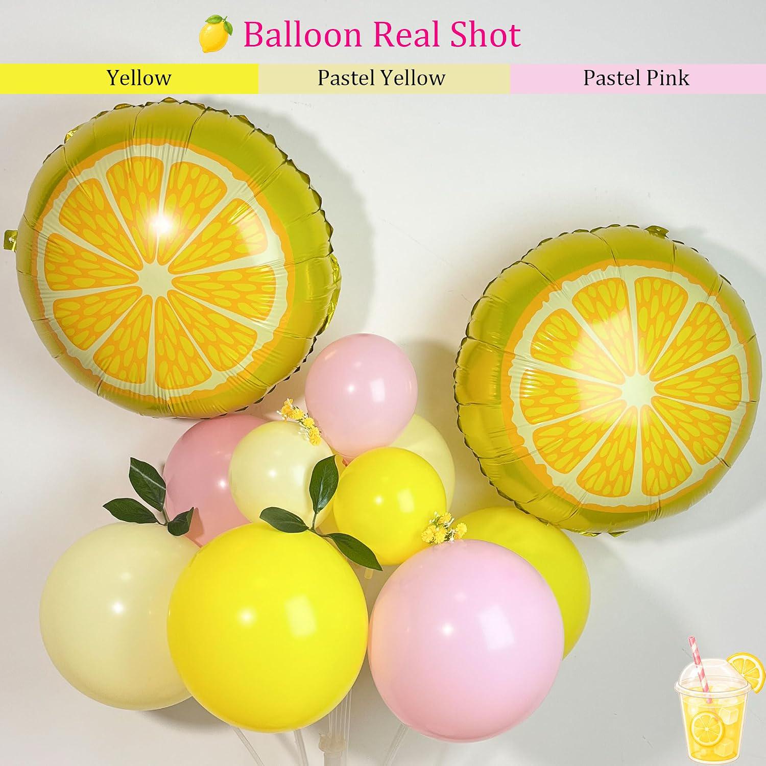 Lemon Balloon Arch Kit | Yellow Garland, Lemon Leaves, Pink Lemonade Decor