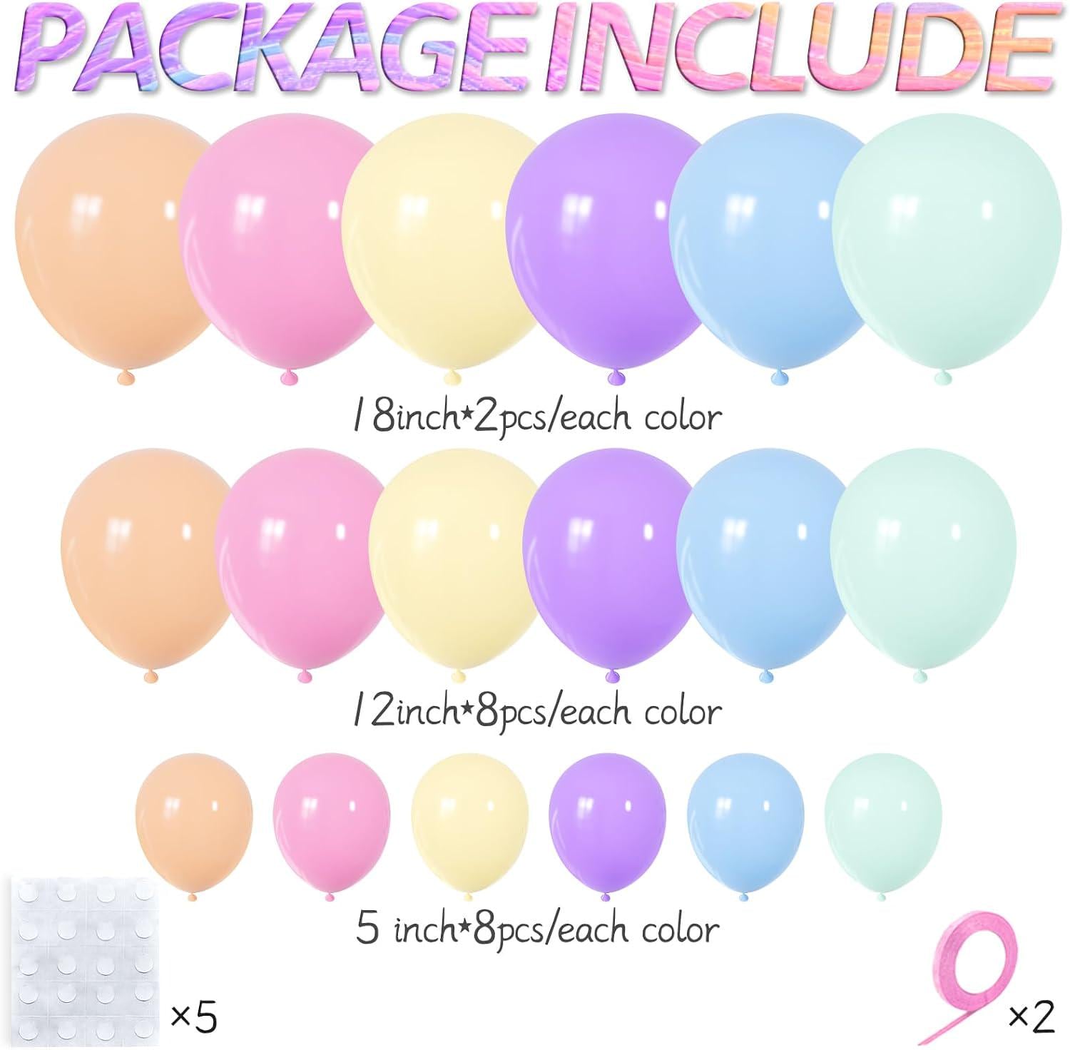 Pastel Rainbow Balloon Arch Garland Kit | Assorted Latex Party Decor