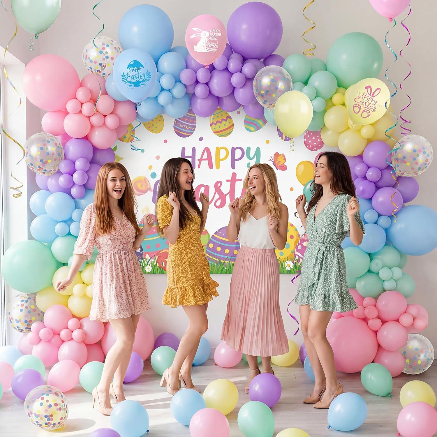 Pastel Easter Balloon Arch Kit | Bunny, Carrot, Rainbow Party Decor