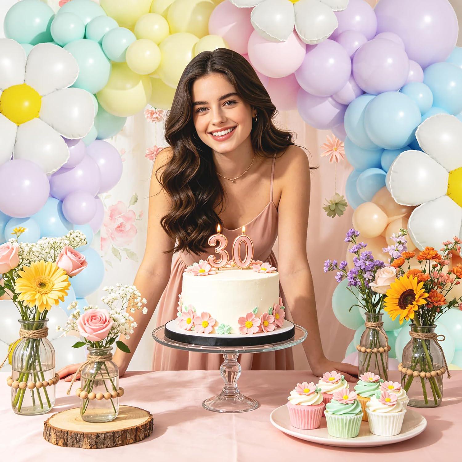 Pastel Daisy Balloon Arch Kit | Macaron Flower Balloons, Boho Spring Party Decor