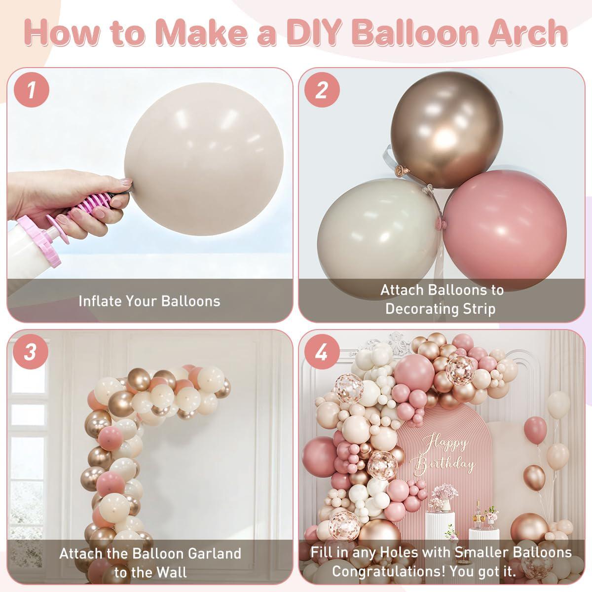 Dusty Pink Balloon Arch Kit | Retro Sand Champagne Gold Garland (167 Pc)