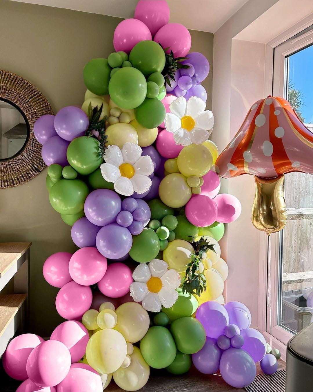 Fairy Balloon Arch Kit | Lavender, Green, Rainbow Balloons, Daisy, Butterfly, Mushroom Decor