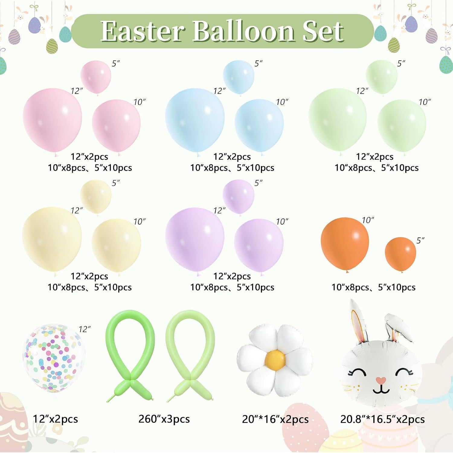 Easter Balloon Arch Kit | Pastel Bunny Balloon Garland | Baby Shower Spring Birthday Party Decor