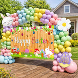 Pastel Easter Balloon Arch Kit with Happy Easter Backdrop Banner