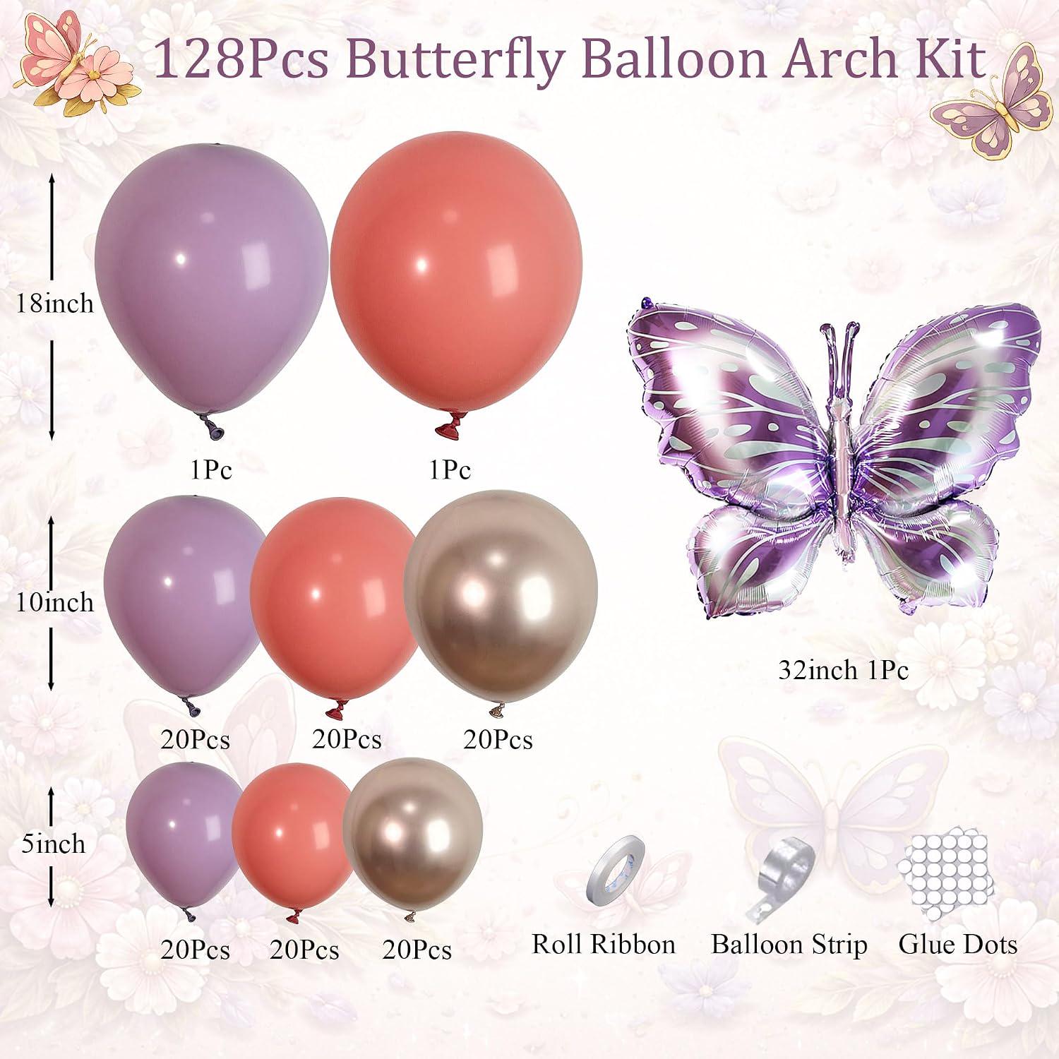 Fairy Butterfly Balloon Arch Kit | Dusty Pink, Purple, Gold Garland