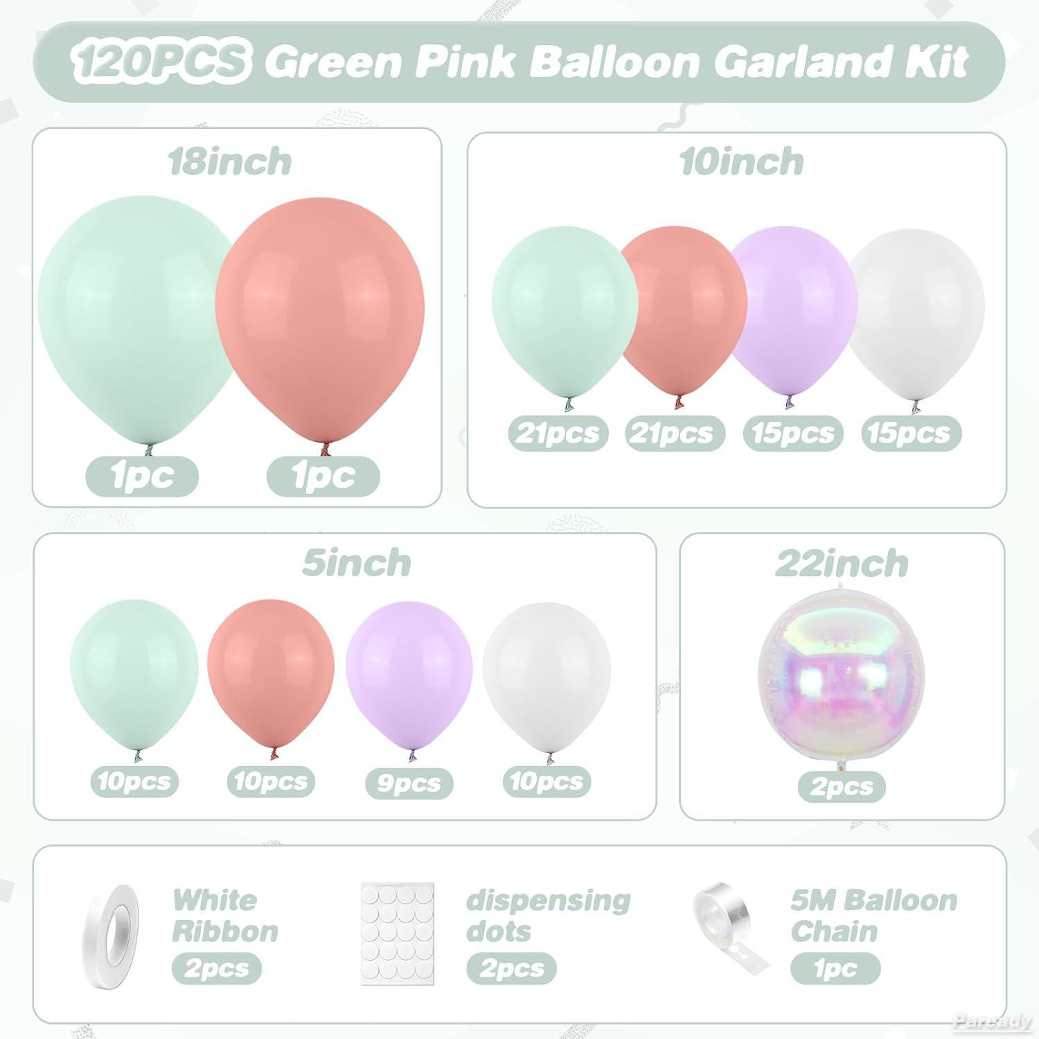 Macaron Balloon Garland Kit | Dusty Pink, Purple, Green Arch for Parties