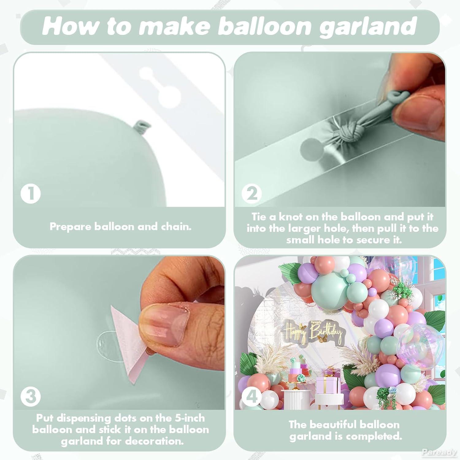 Macaron Balloon Garland Kit | Dusty Pink, Purple, Green Arch for Parties