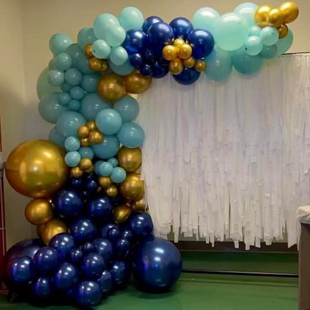 Blue Balloon Arch Kit | Metallic Macaron Navy Confetti Garland (147 Pc)