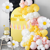 Daisy Birthday Party Decorations | Pink Yellow White Balloon Arch Banner Cake Topper