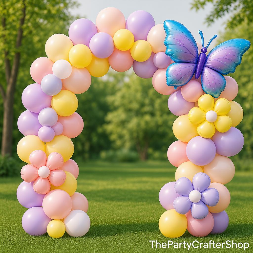 Pastel Butterfly Balloon Garland Kit | Daisy Arch for Birthday, Baby Shower, Princess Party Decor