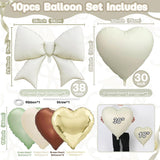 Heart Bow Balloons | Green Neutral Cream Gold Woodland Baby Shower Decor