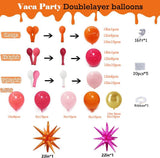 Pink Orange Balloon Arch Kit | Tropical Double Stuffed Garland, Star Foils (Party Decor)