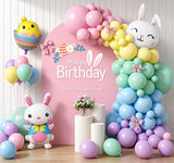 Pastel Rainbow Balloon Arch Kit | Bunny Chick Foil Balloons, Birthday Party Garland Decor