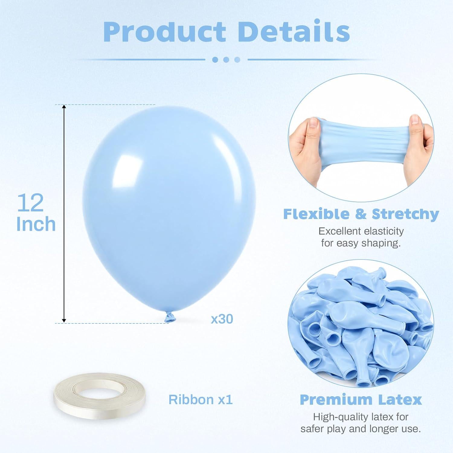 Pastel Blue Balloons | 12 Inch Baby Blue Latex Party Decor