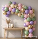 Pastel Balloon Arch Kit | Sage Green, Pink, Purple, Gold Confetti | Baby Shower, Wedding Decor