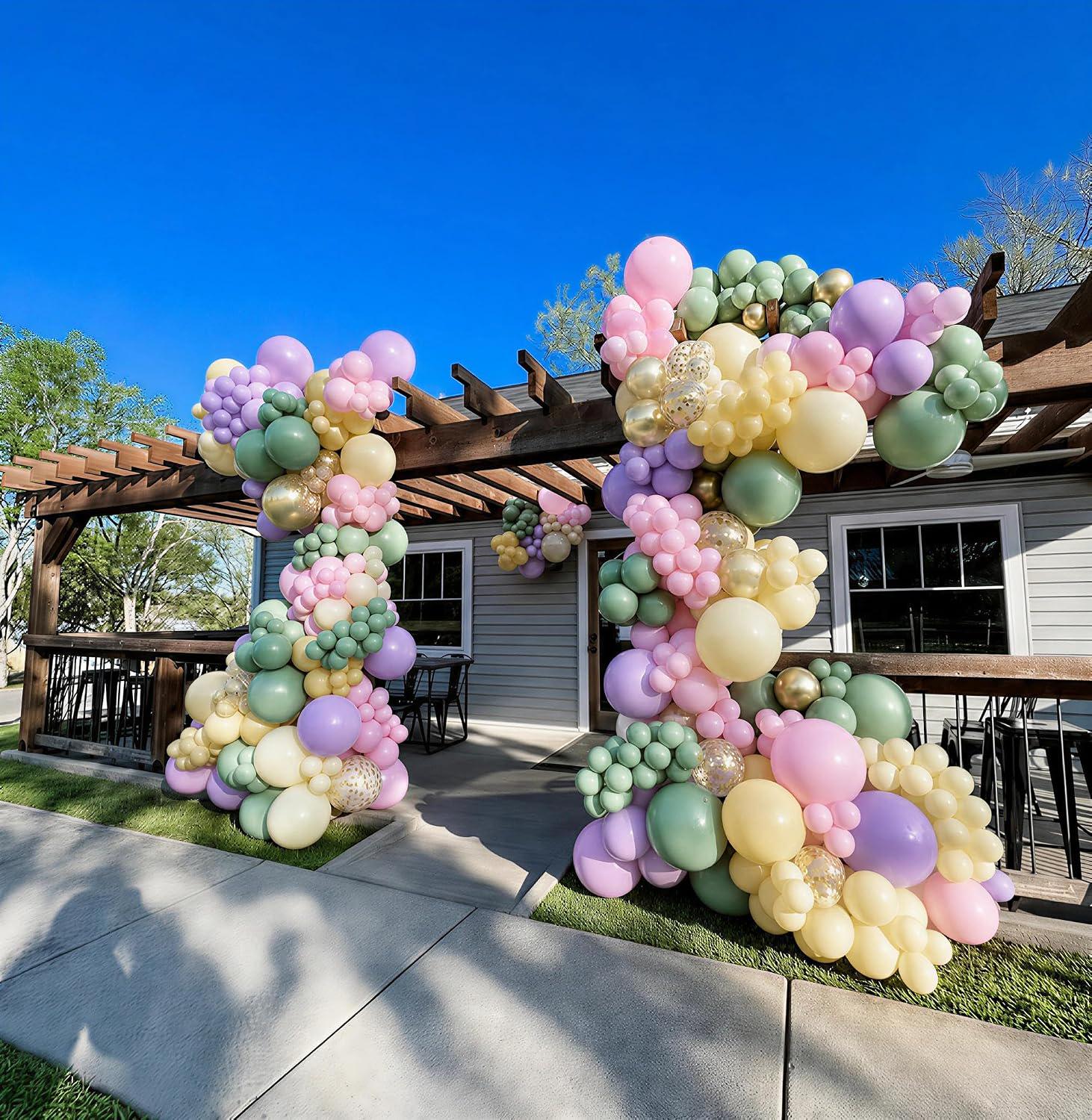 Pastel Balloon Arch Kit | Sage Green, Pink, Purple, Gold Confetti | Baby Shower, Wedding Decor