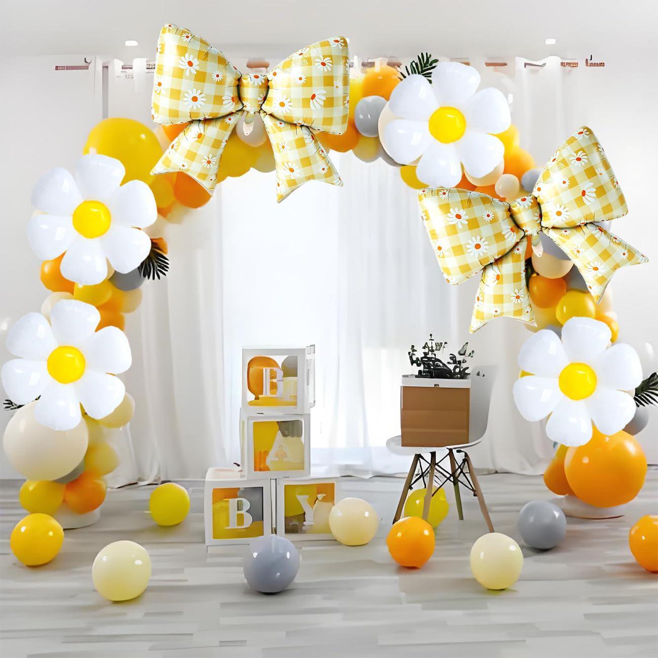 Daisy Bow Foil Balloons | Gingham Floral Party Decorations